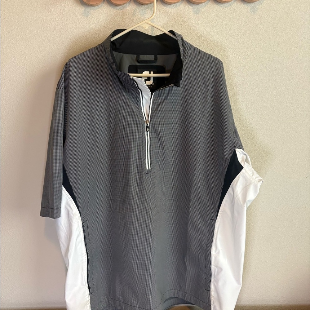 FootJoy Gray and White Half-Zip Golf Pullover